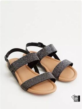 torrid Black Rhinestone Double-Strap Slingback Sandals